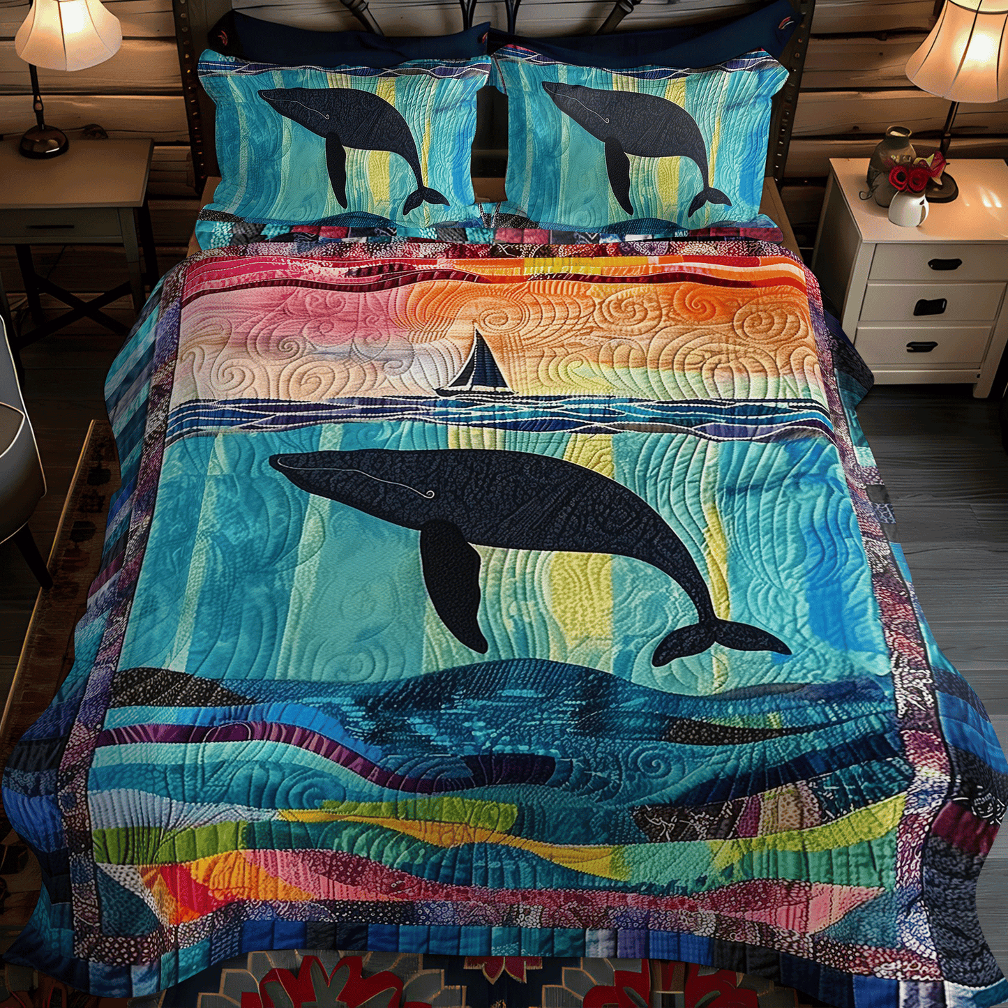 Serenade of the Seas 3-Piece Quilted Bedding Set - Single (59" x 70")