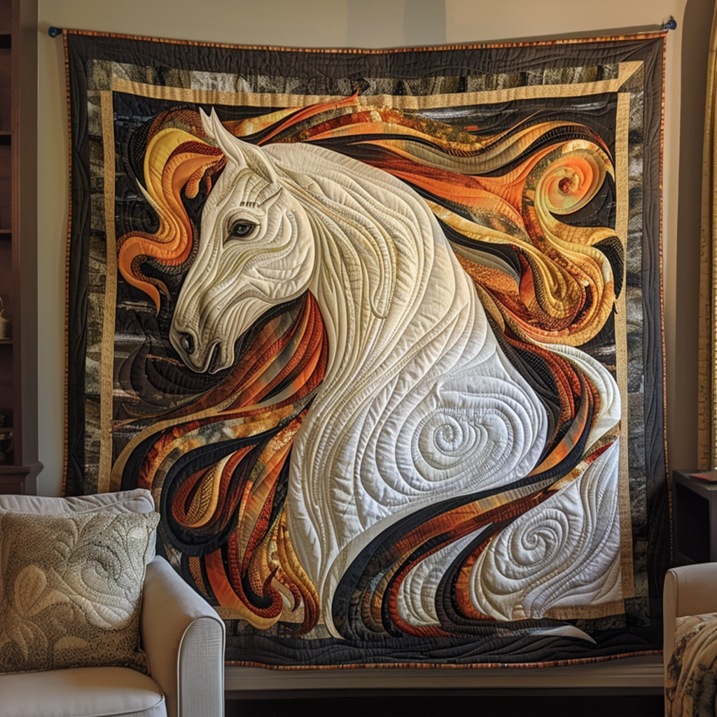 Serene Mane Horse Quilted Blanket - Throw (55" x 60")