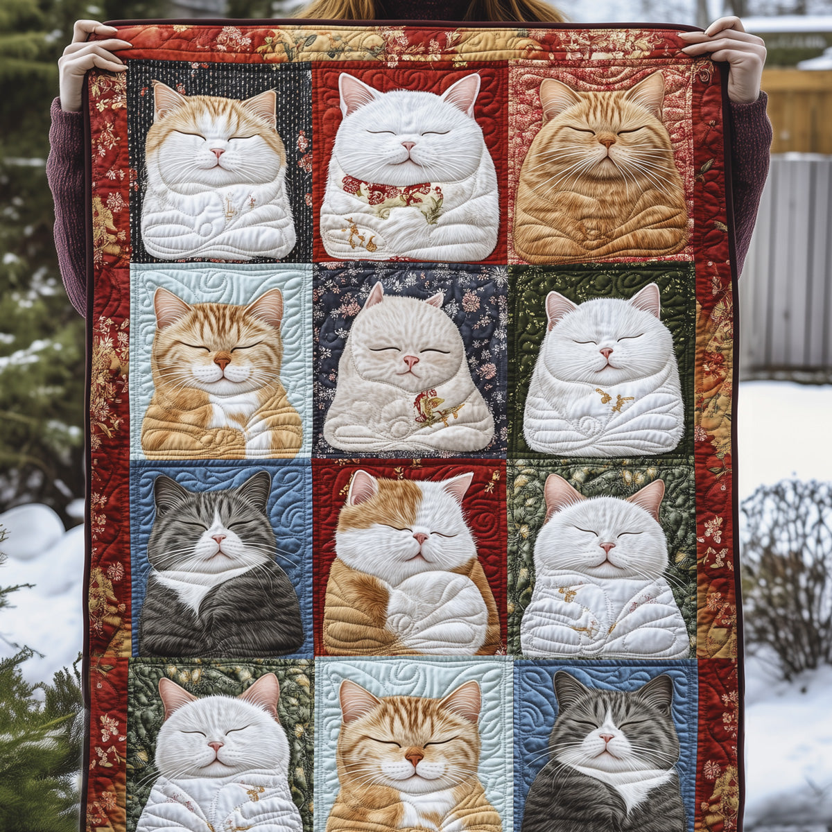 Serene Feline Quilted Blanket - Throw (55" x 60")