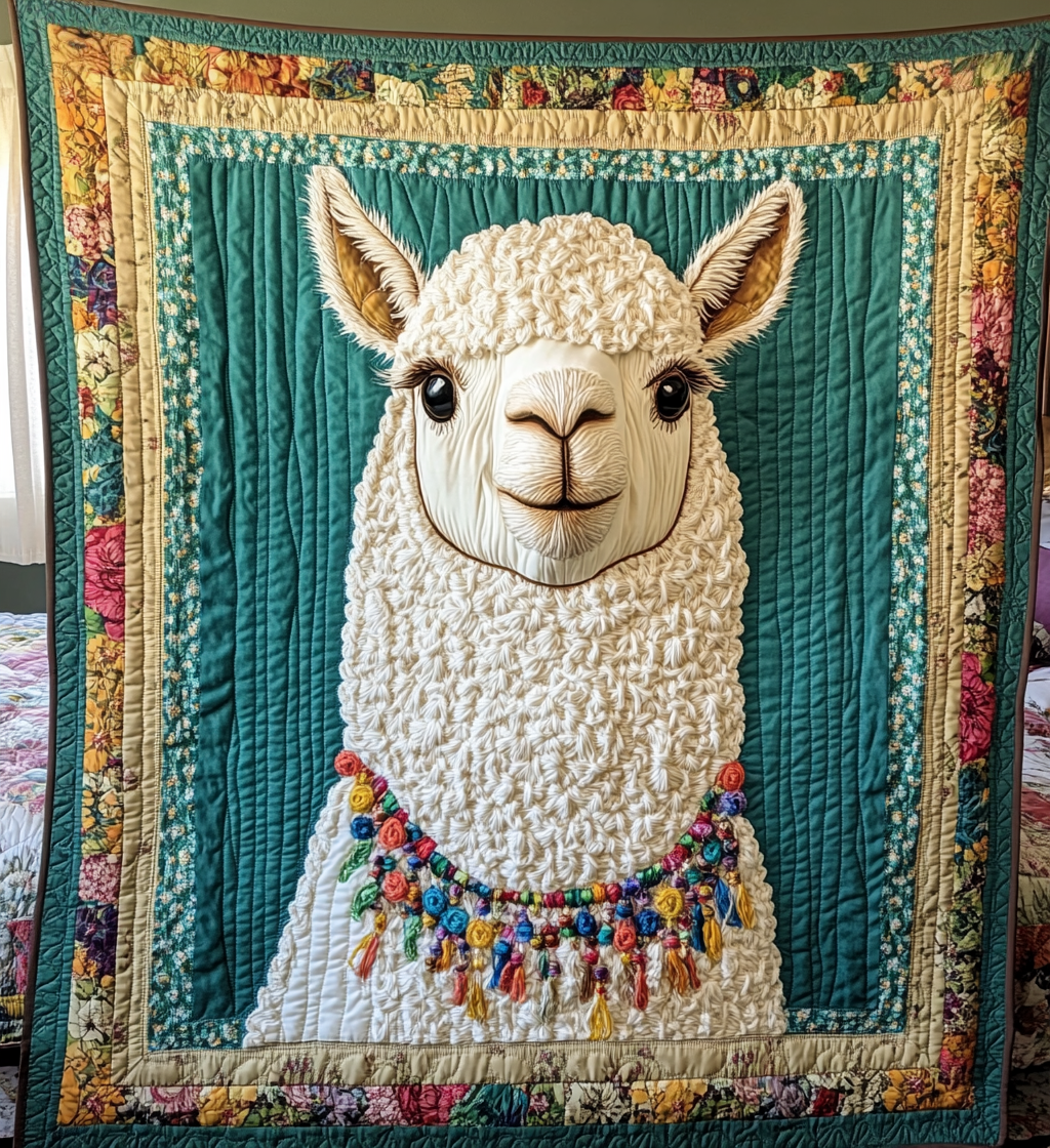Serene Llama Quilted Blanket - Throw (55" x 60")