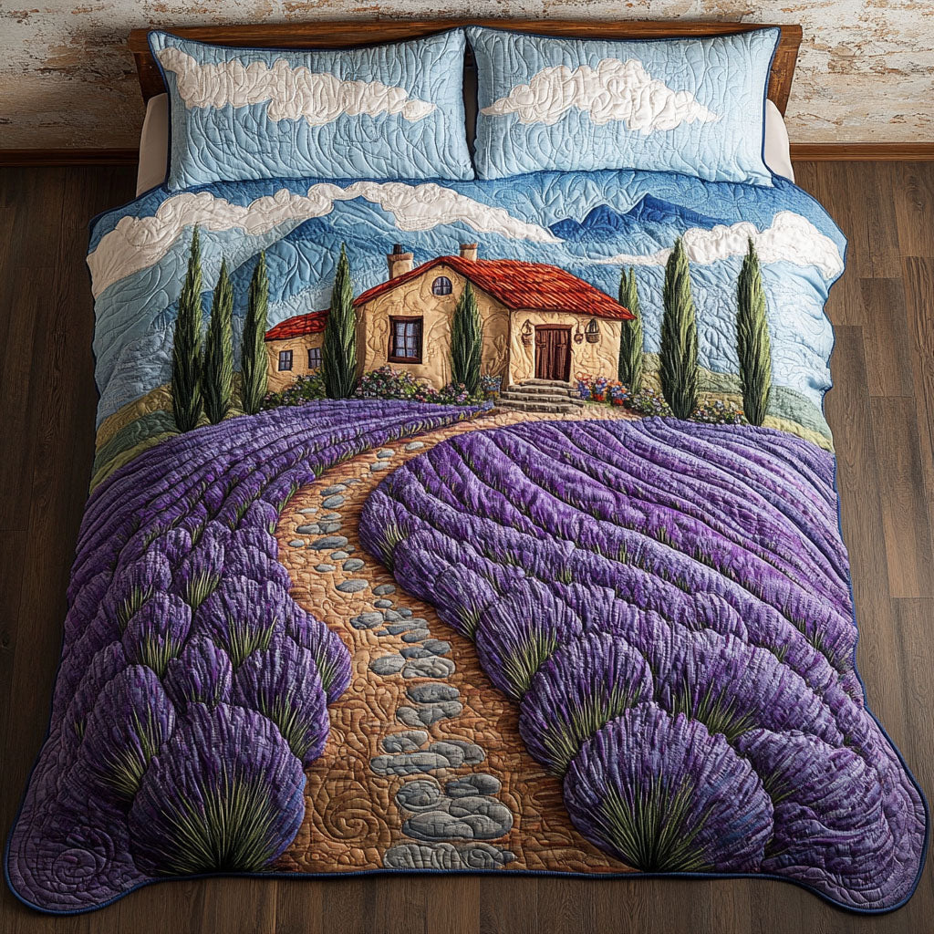 Serene Pathway Retreat 3-Piece Quilted Bedding Set - Single (59" x 70")