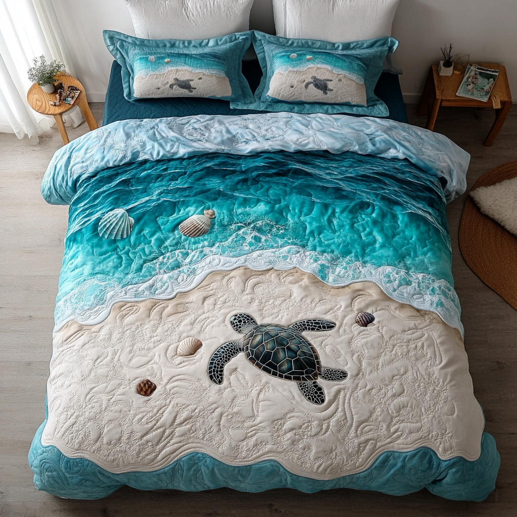 Serene Shell 3-Piece Quilted Bedding Set - Single (59" x 70")