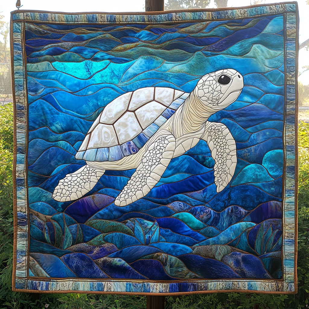 Serene Turtle Waters Quilted Blanket - Throw (55" x 60")