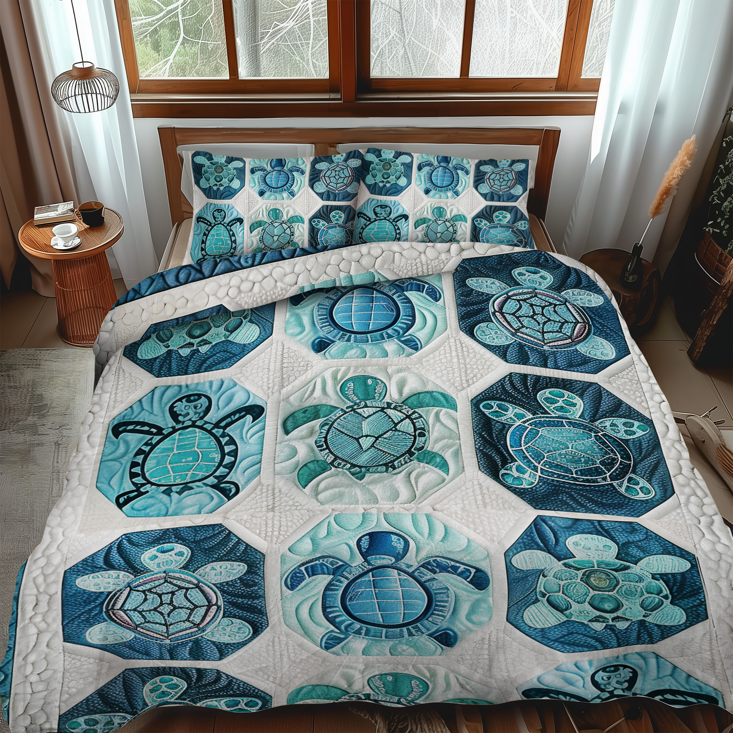 Serenity Turtle 3-Piece Quilted Bedding Set - Single (59" x 70")