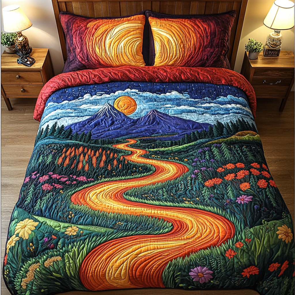 Serenity Falls 3-Piece Quilted Bedding Set - Single (59" x 70")