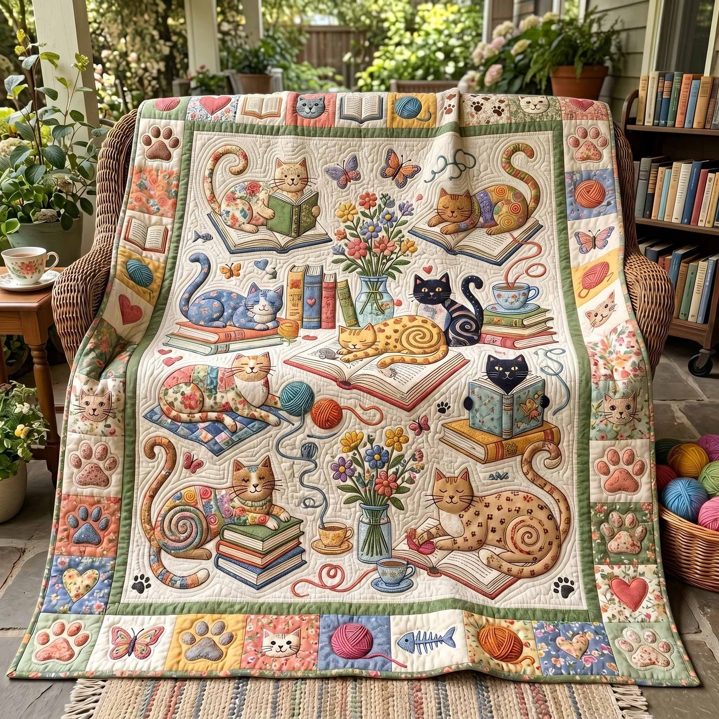 Sewing Cats Quilted Blanket - Baby (30" x 40") - Pack 1