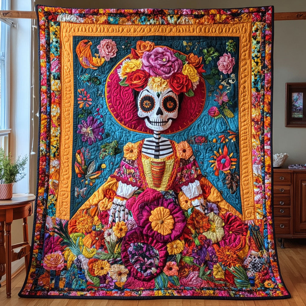 Shadowed Petals Quilted Blanket - Throw (55" x 60")