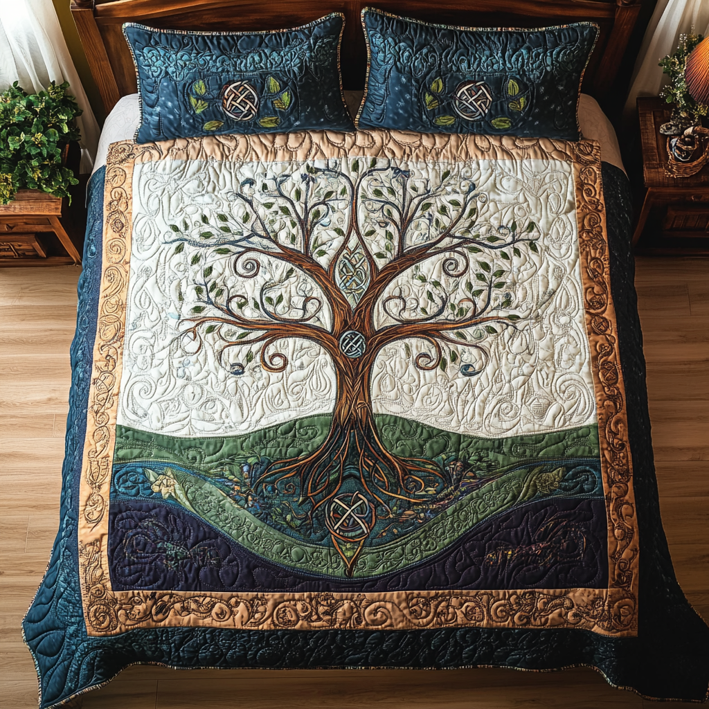 Shamrock Serenity 3-Piece Quilted Bedding Set - Single (59" x 70")