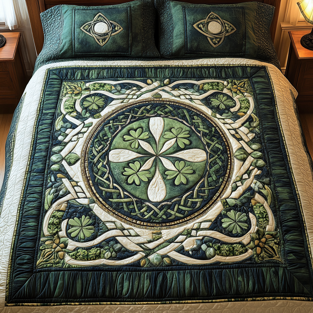 Shamrock Serenity 3-Piece Quilted Bedding Set - Single (59" x 70")