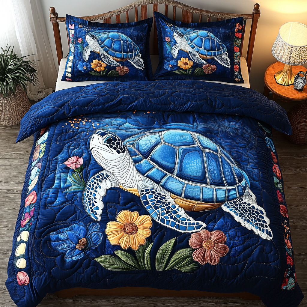 Shell Serenity 3-Piece Quilted Bedding Set - Single (59" x 70")