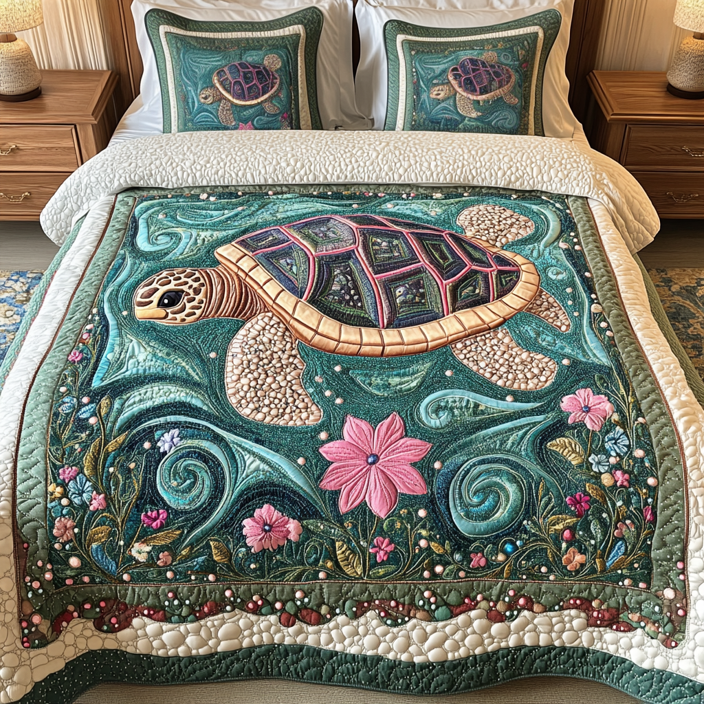 Sheltered Shores 3-Piece Quilted Bedding Set - Single (59" x 70")
