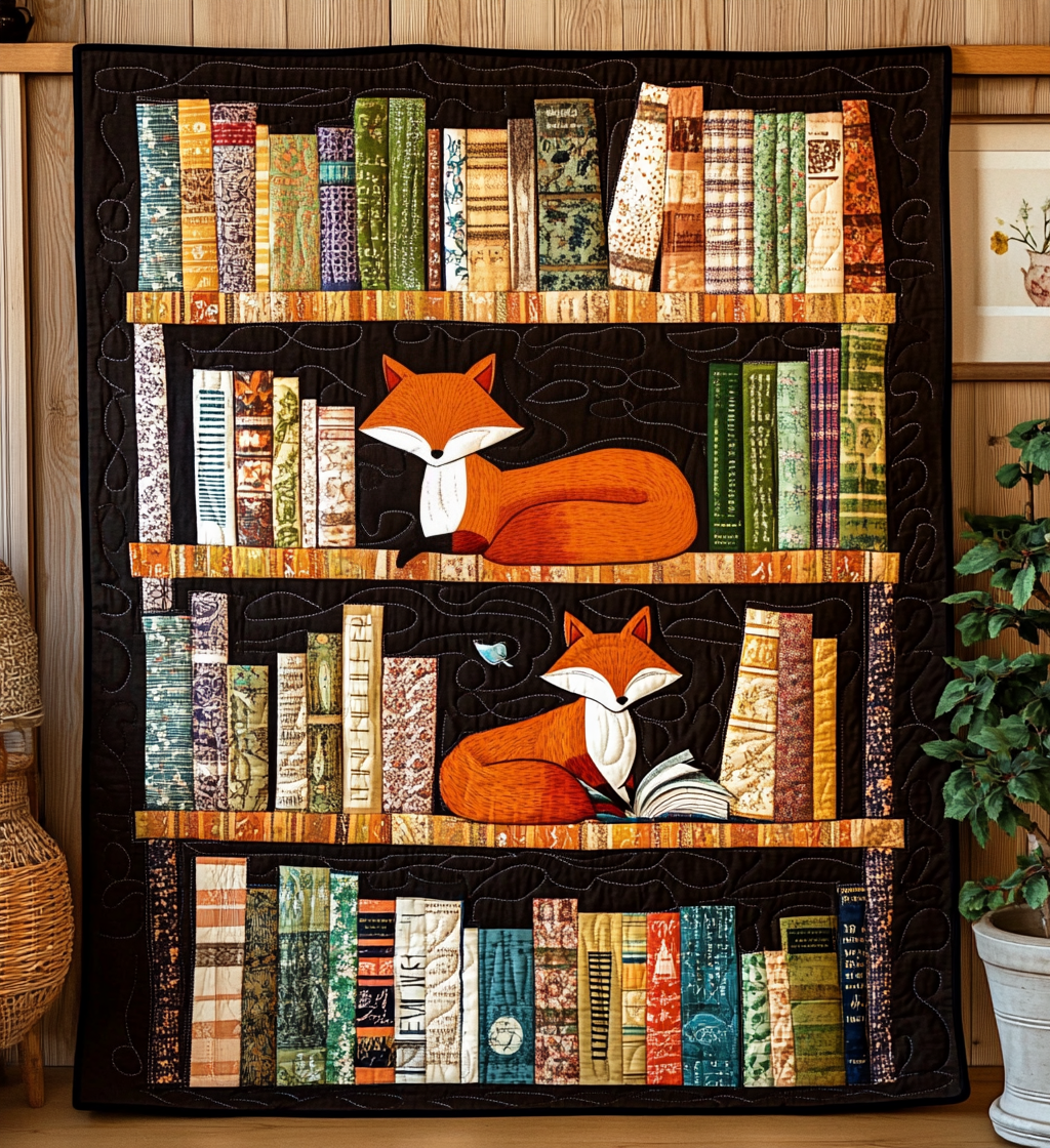 Shelves Of Imagination Quilted Blanket - Throw (55" x 60")