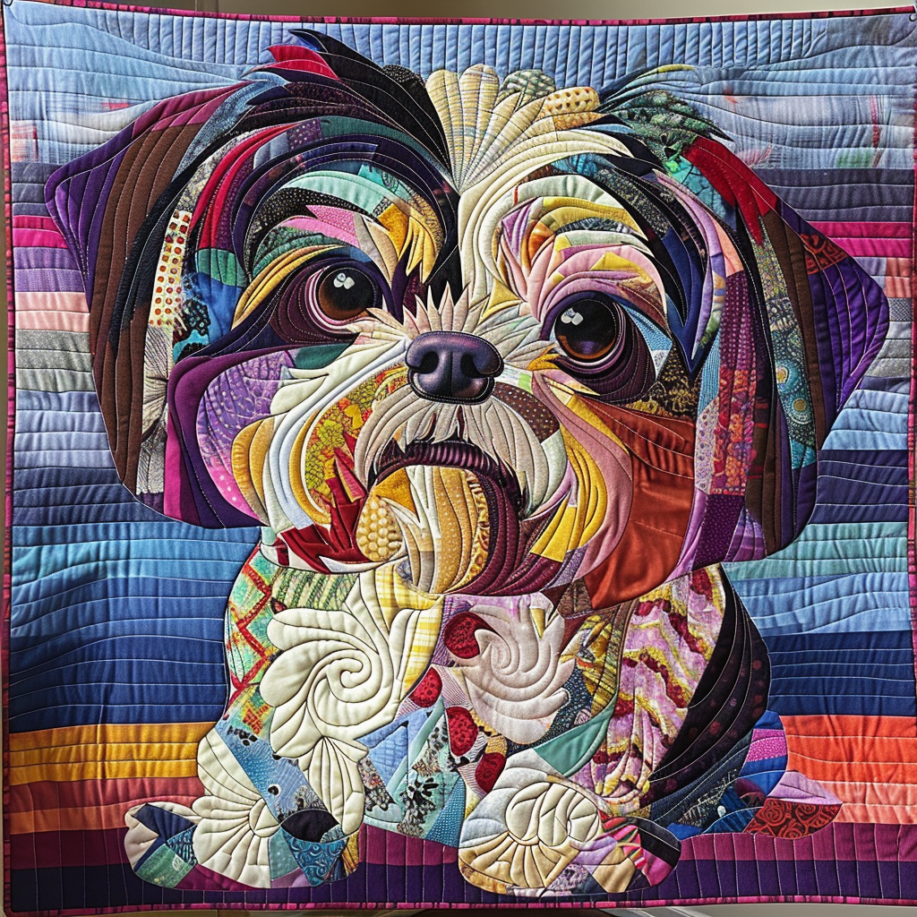 Shih Tzu Sparkle Quilted Blanket - Throw (55" x 60")