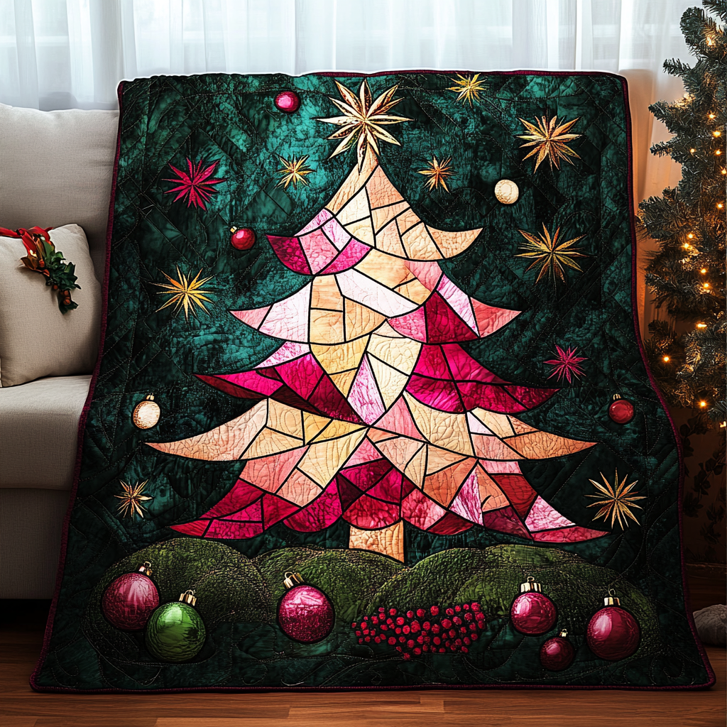 Shimmering Christmas Tree Quilted Blanket - Baby (30" x 40")