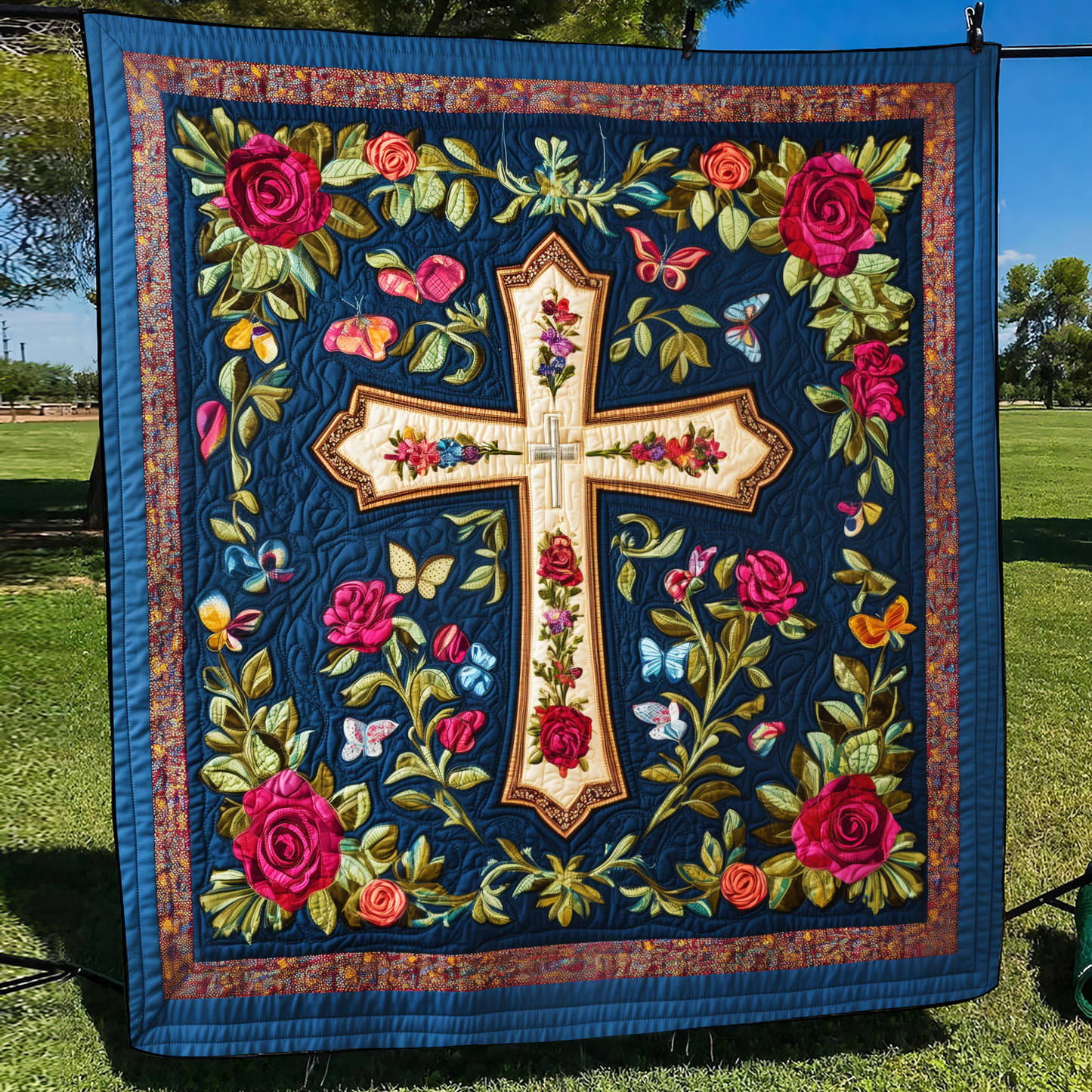 Shining Cross Quilted Blanket - Throw (55" x 60")
