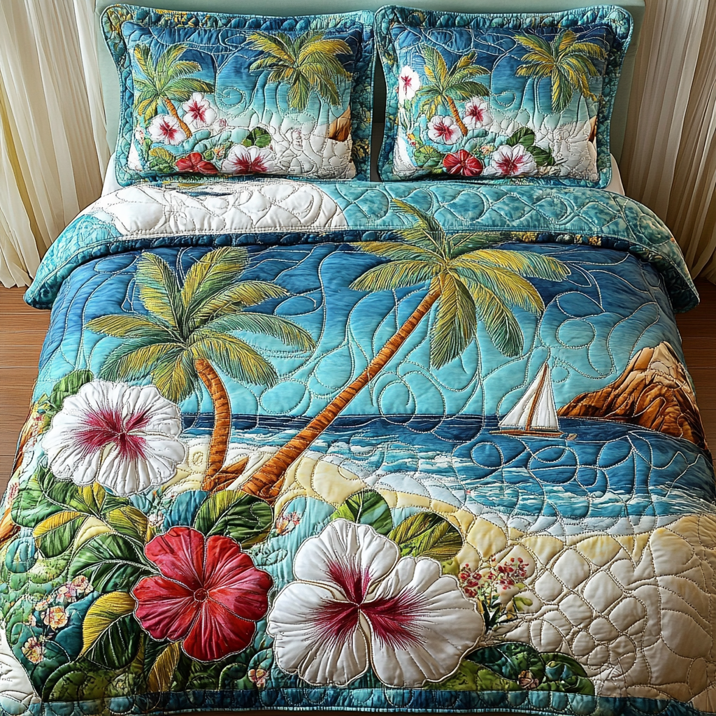 Shoreline Glow Quilted Bedding Set - Single (59" x 70")