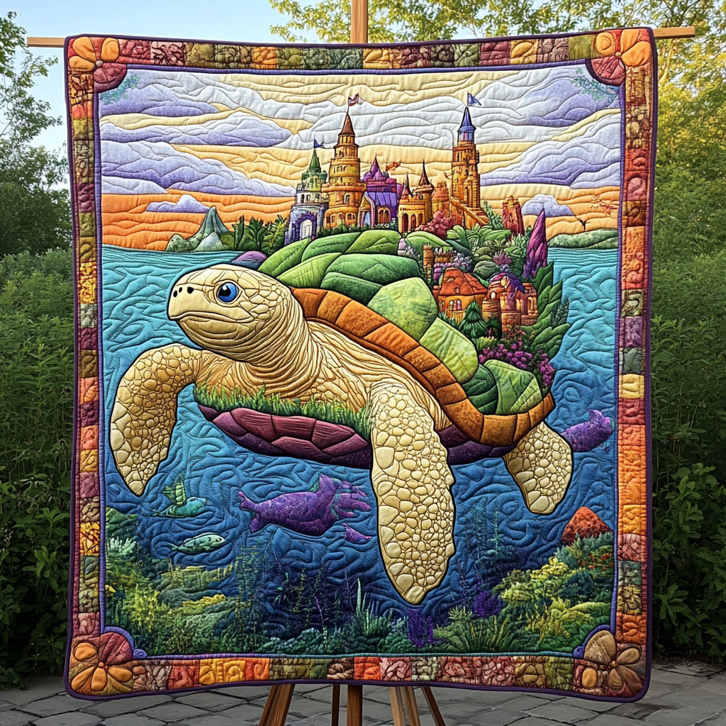 Shoreline Turtle Haven Quilted Blanket - Throw (55" x 60")