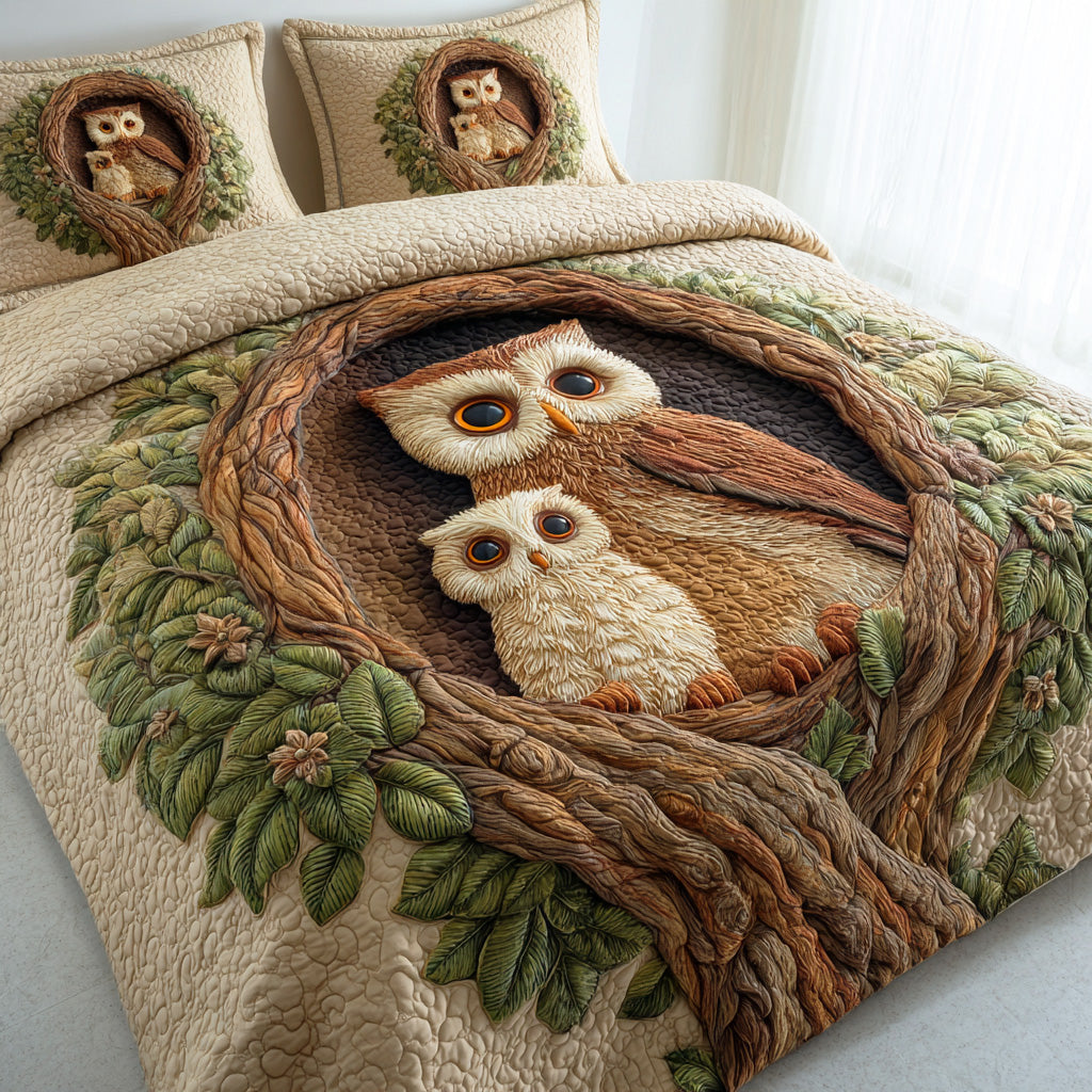 Silent Forest Gaze 3-Piece Quilted Bedding Set - Single (59" x 70")