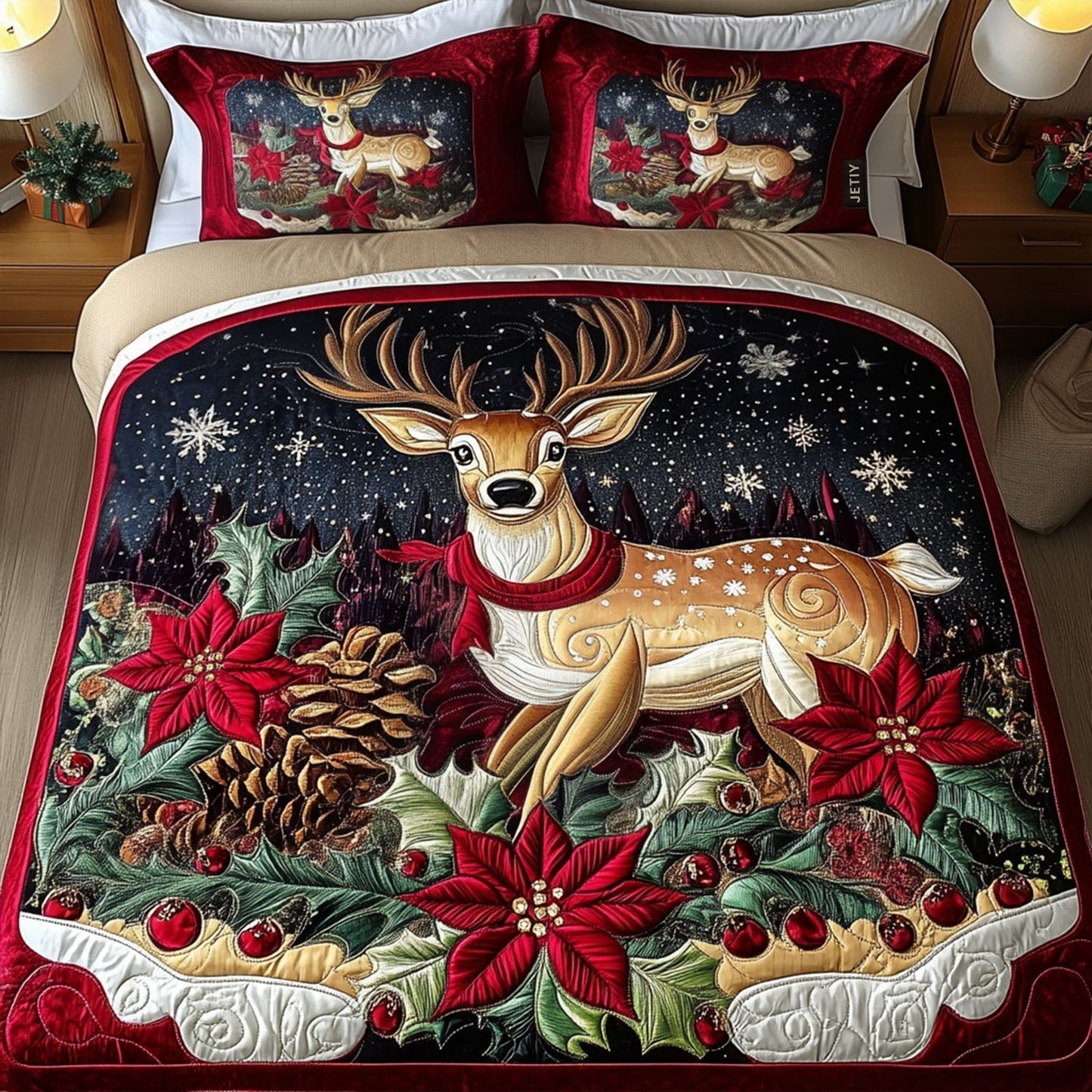 Silent Night Charm 3-Piece Quilted Bedding Set - Single (59" x 70")