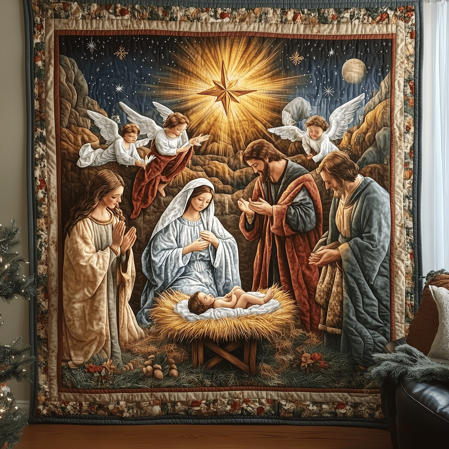Silent Night Quilted Blanket - Throw (55" x 60")