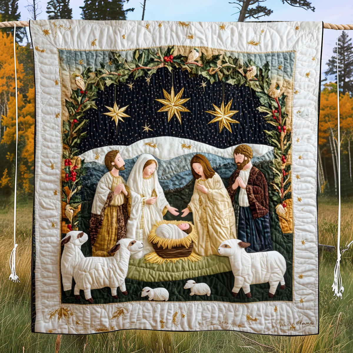 Silent Night Quilted Blanket - Throw (55" x 60")