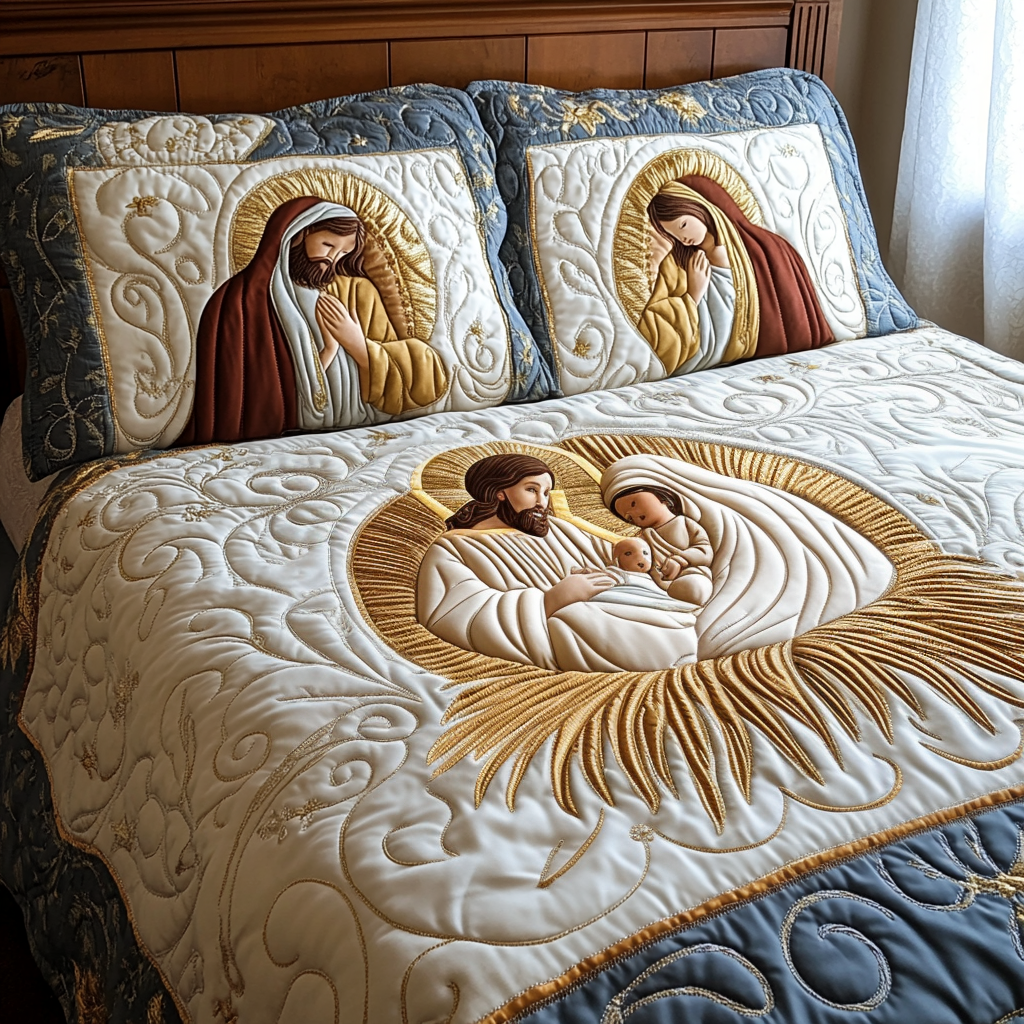 Silent Night Serenity Quilted Bedding Set - Single (59" x 70")