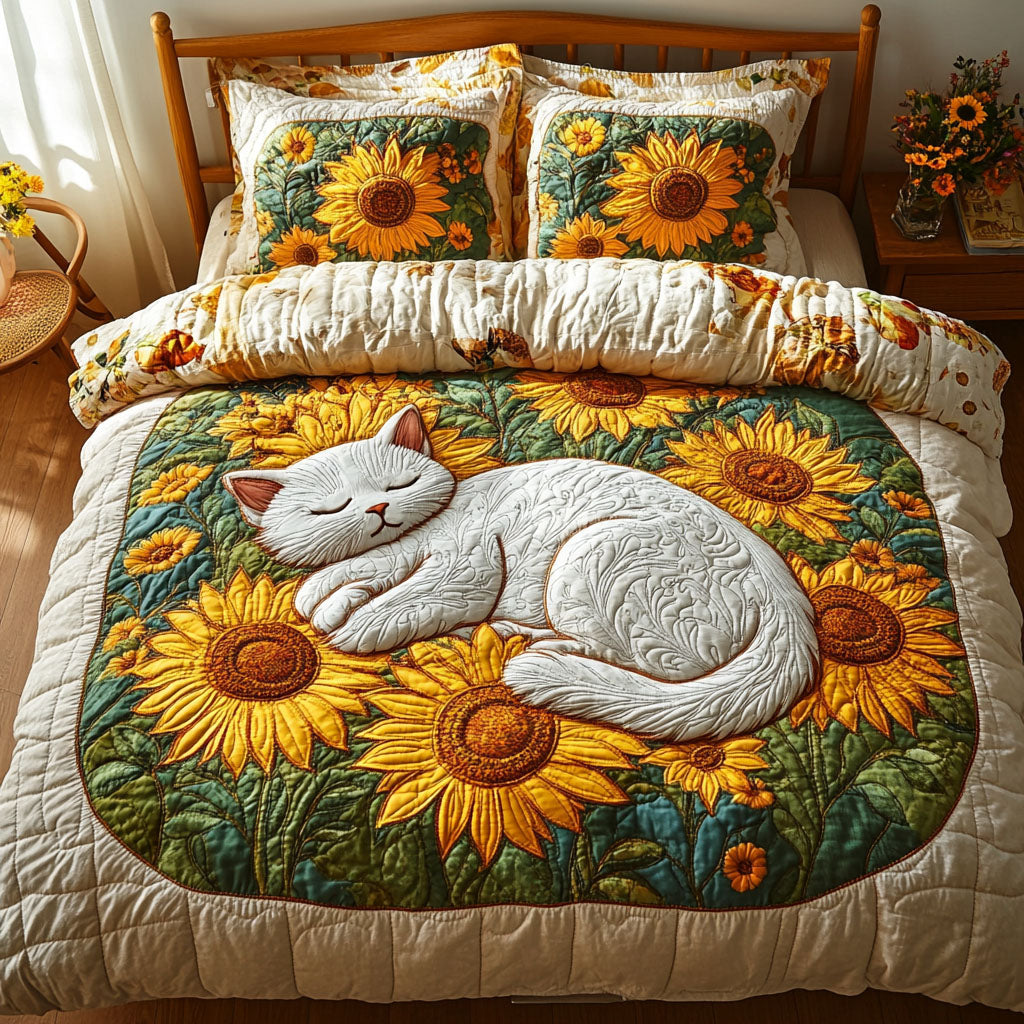 Silly Whiskers 3-Piece Quilted Bedding Set - Single (59" x 70")