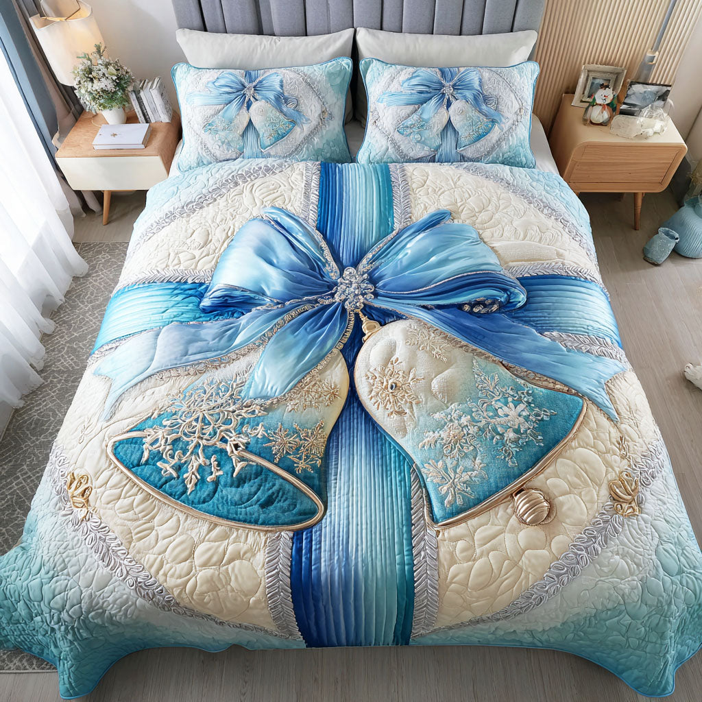 Silver Bell Frost 3-Piece Quilted Bedding Set - Single (59" x 70")