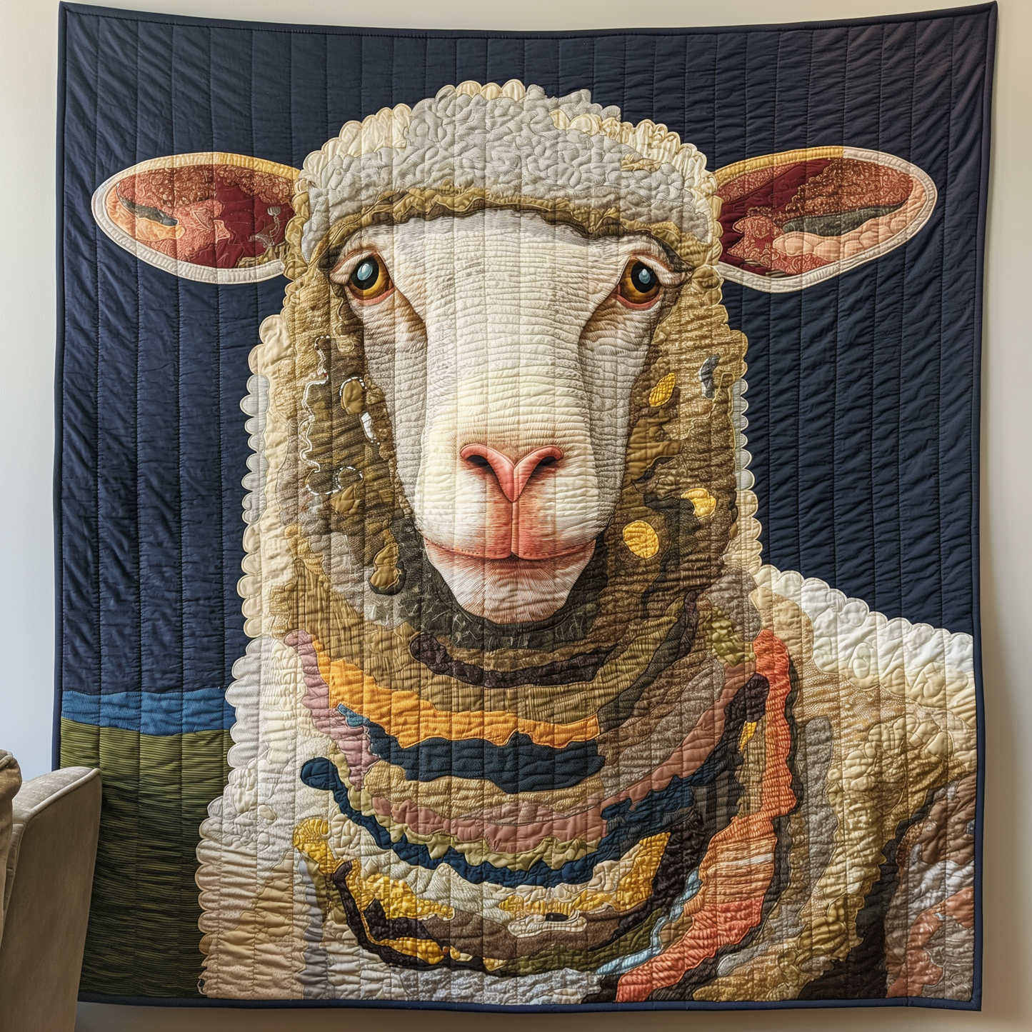 Single Sheep Serenity Quilted Blanket - Throw (55" x 60")