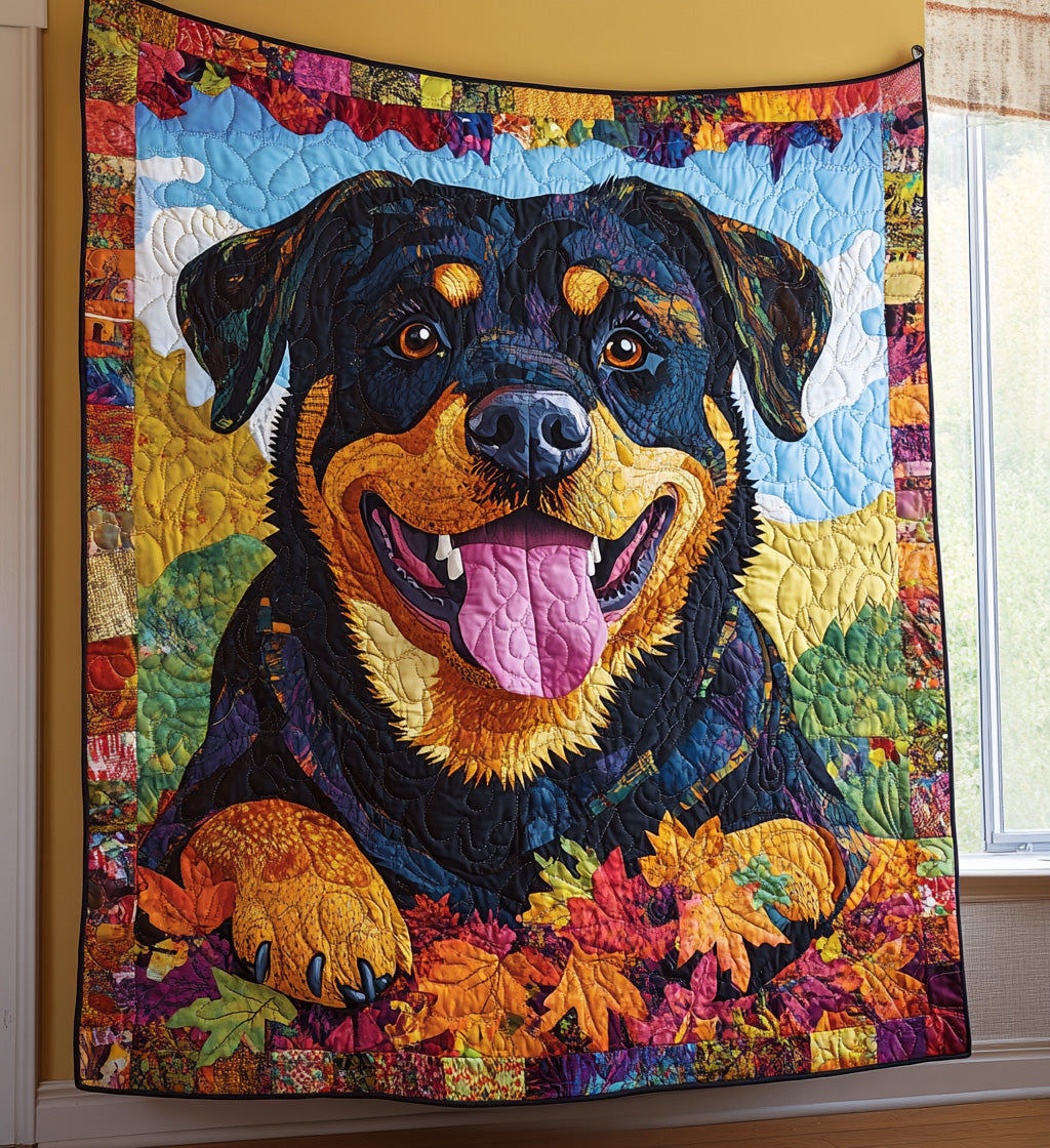 Sky-Gazing Rottweiler Throw Quilted Blanket - Throw (55" x 60")