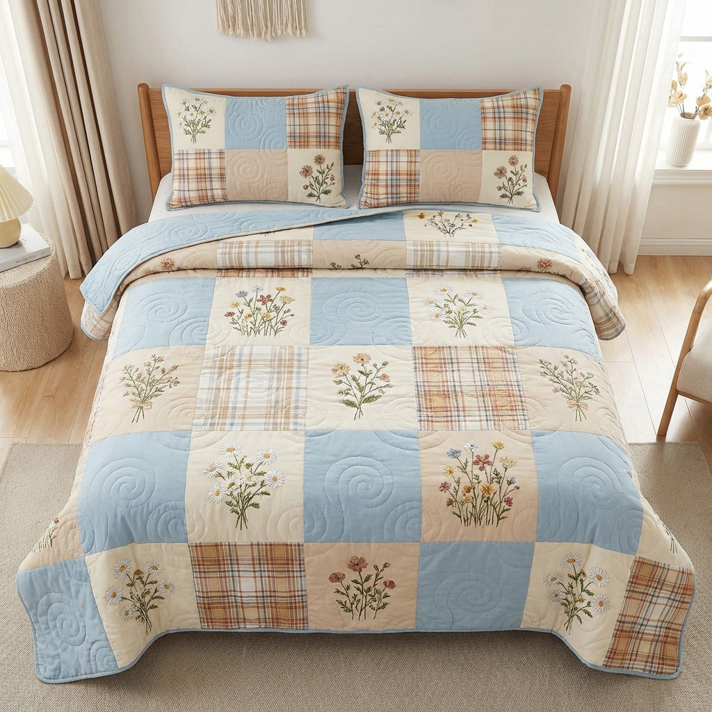 Sky Meadow 3-Piece Quilted Bedding Set - Single (59" x 70")