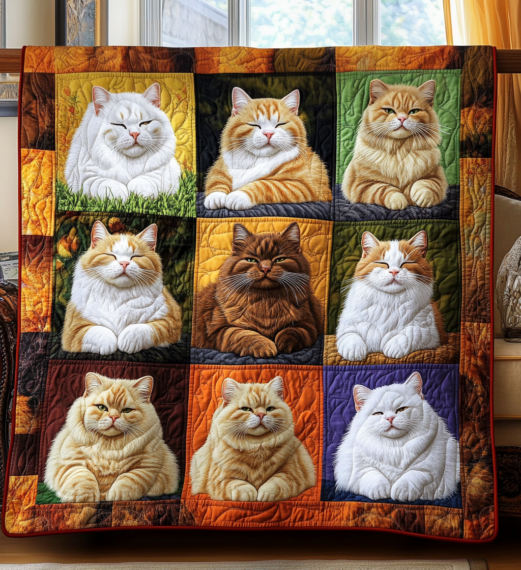 Sleepy Kitten Quilted Blanket - Throw (55" x 60")