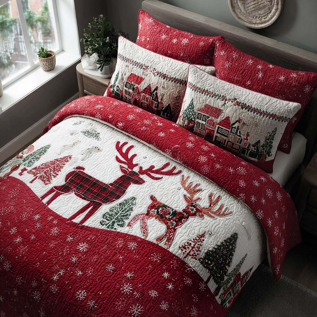 Sleigh Bells Dream 3-Piece Quilted Bedding Set - Single (59" x 70")