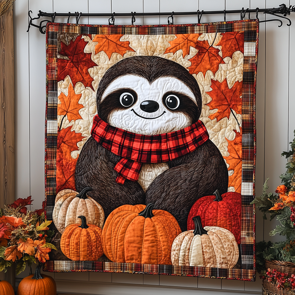 Slothful Bliss Quilted Blanket - Throw (55" x 60")