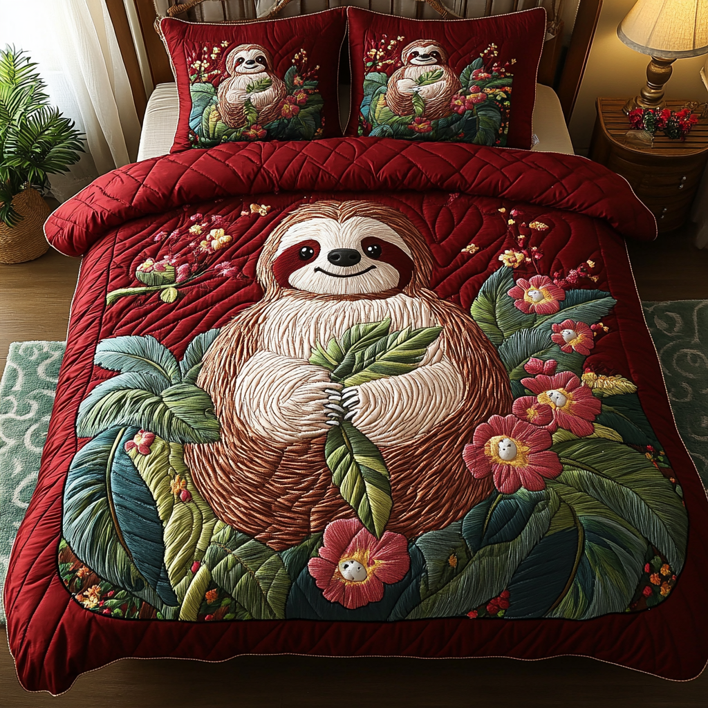 Slow and Steady 3-Piece Quilted Bedding Set - Single (59" x 70")