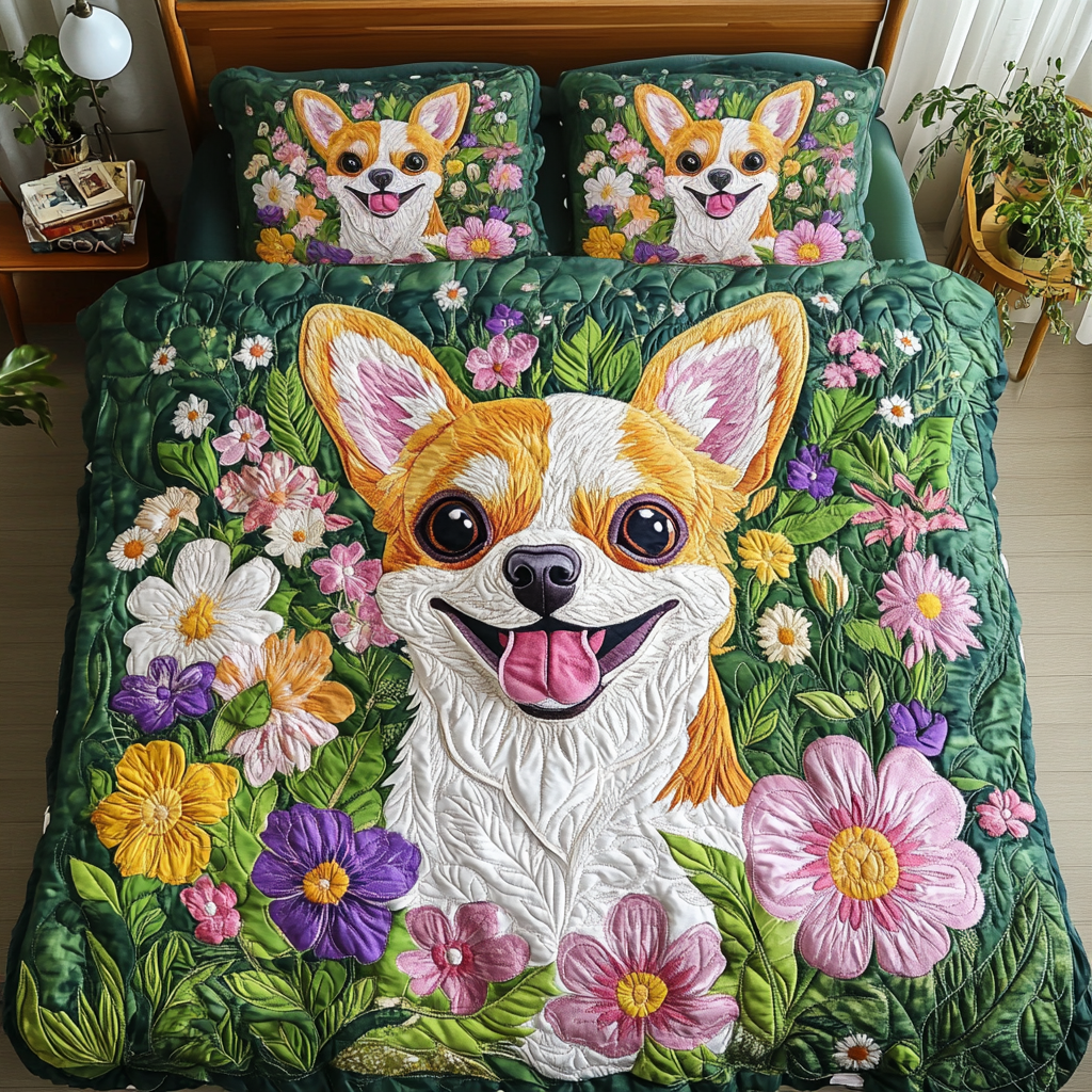 Smiling Chi 3-Piece Quilted Bedding Set - Single (59" x 70")