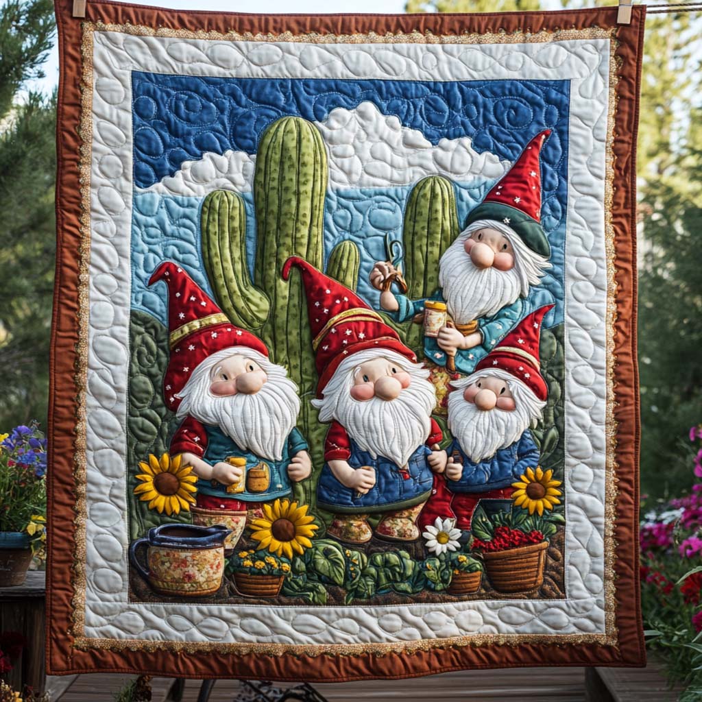 Smiling Gnome Friends Quilted Blanket - Baby (30" x 40") - Pack 1