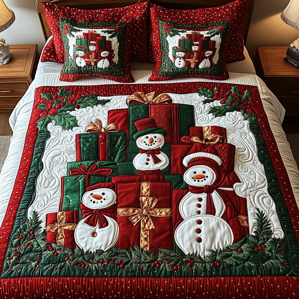 Snow Gift Magic 3-Piece Quilted Bedding Set - Single (59" x 70")