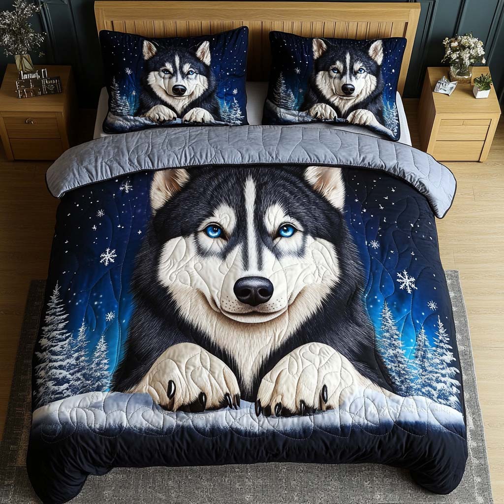 Snowbound Soul 3-Piece Quilted Bedding Set - Single (59" x 70")