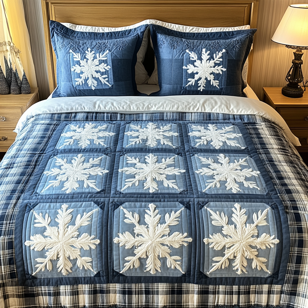 Snowfall Serenity Quilted Bedding Set - Single (59" x 70")