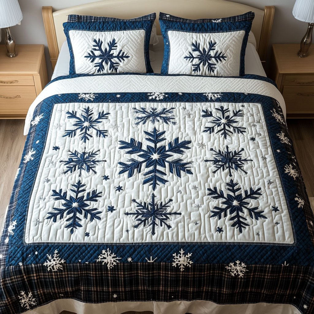 Snowflake Joyful Ride 3-Piece Quilted Bedding Set - Single (59" x 70")