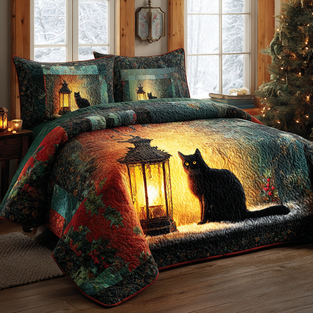 Snowflake Whiskers 3-Piece Quilted Bedding Set - Single (59" x 70")