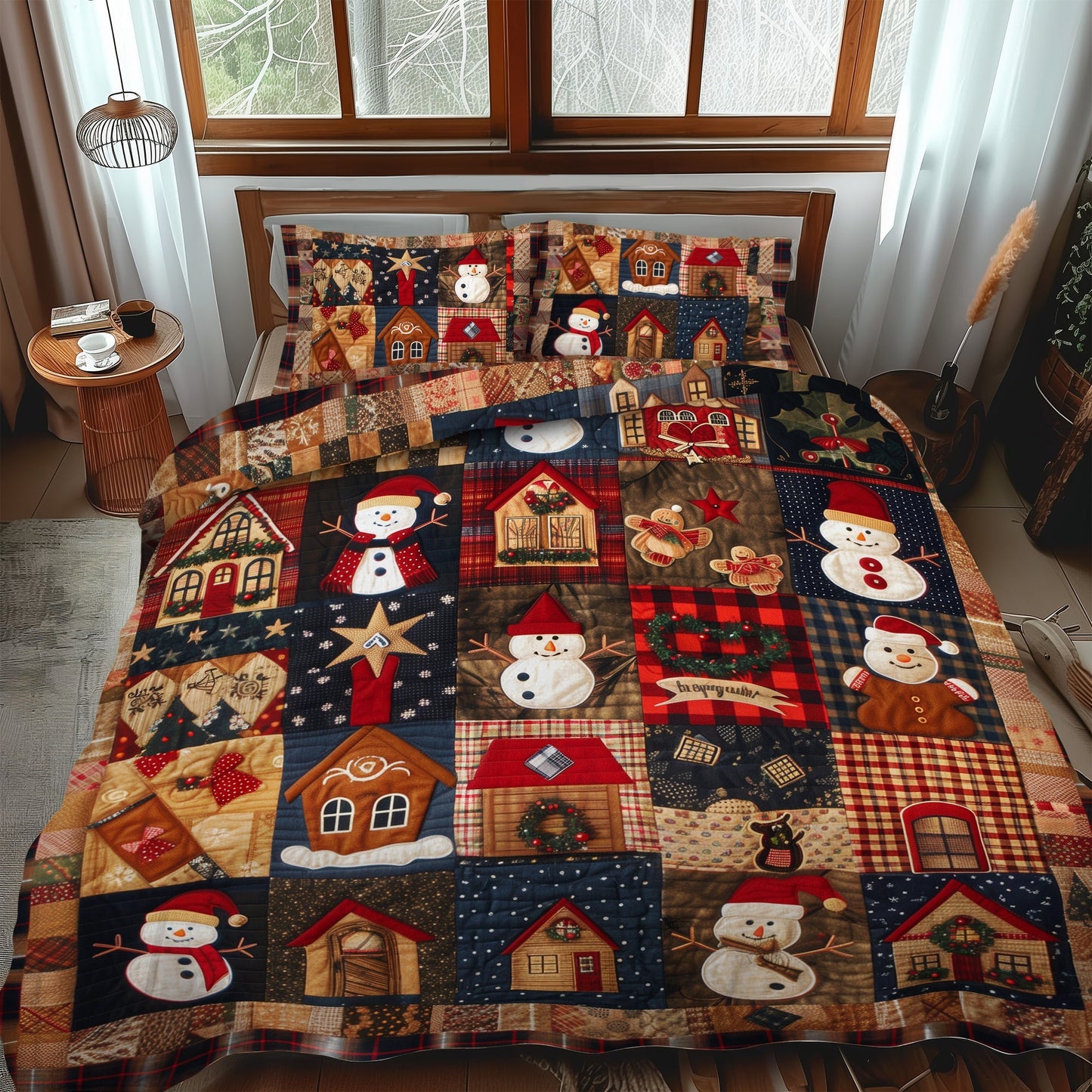 Snowman Jubilee 3-Piece Quilted Bedding Set - Single (59" x 70")