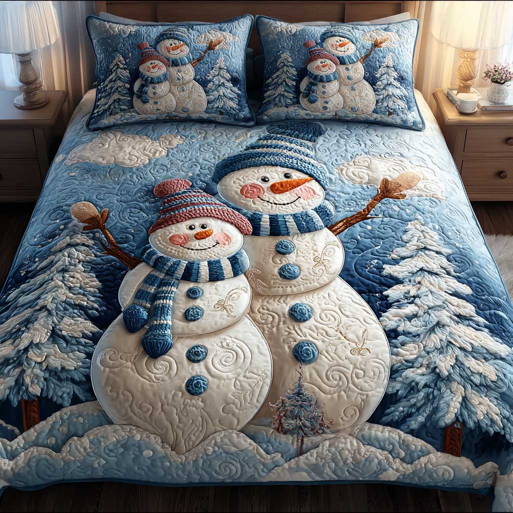 Snowman Holiday Dream 3-Piece Quilted Bedding Set - Single (59" x 70")