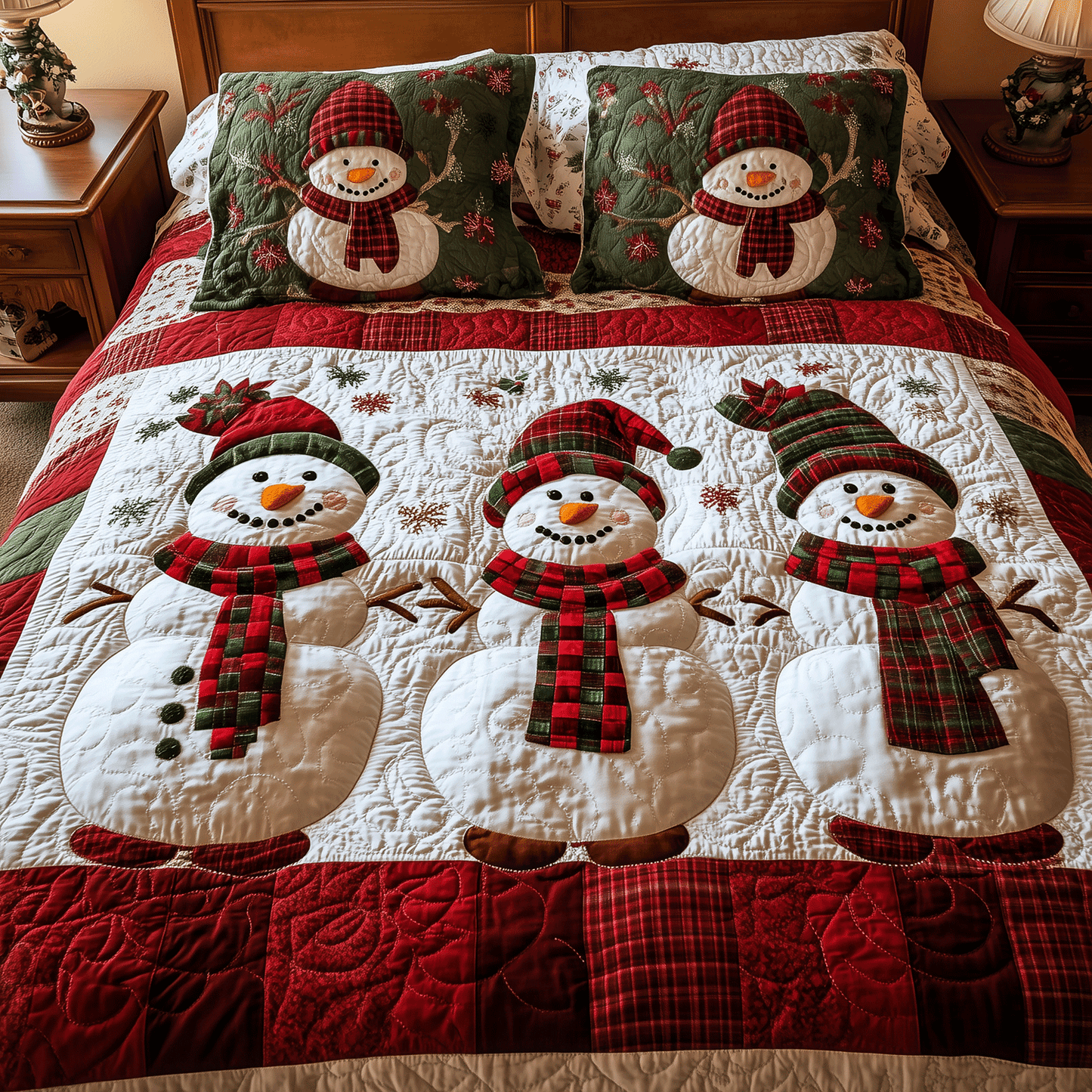 Snowman Wonderland 3-Piece Quilted Bedding Set - Single (59" x 70")