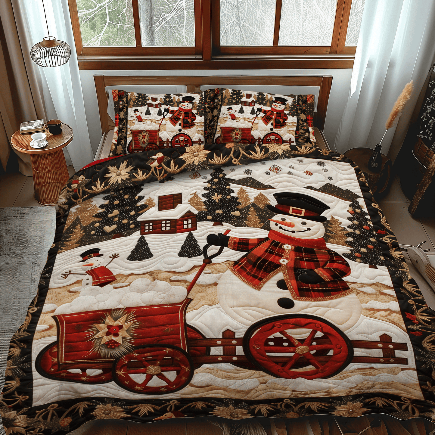 Snowmen Wonderland 3-Piece Quilted Bedding Set - Single (59" x 70")