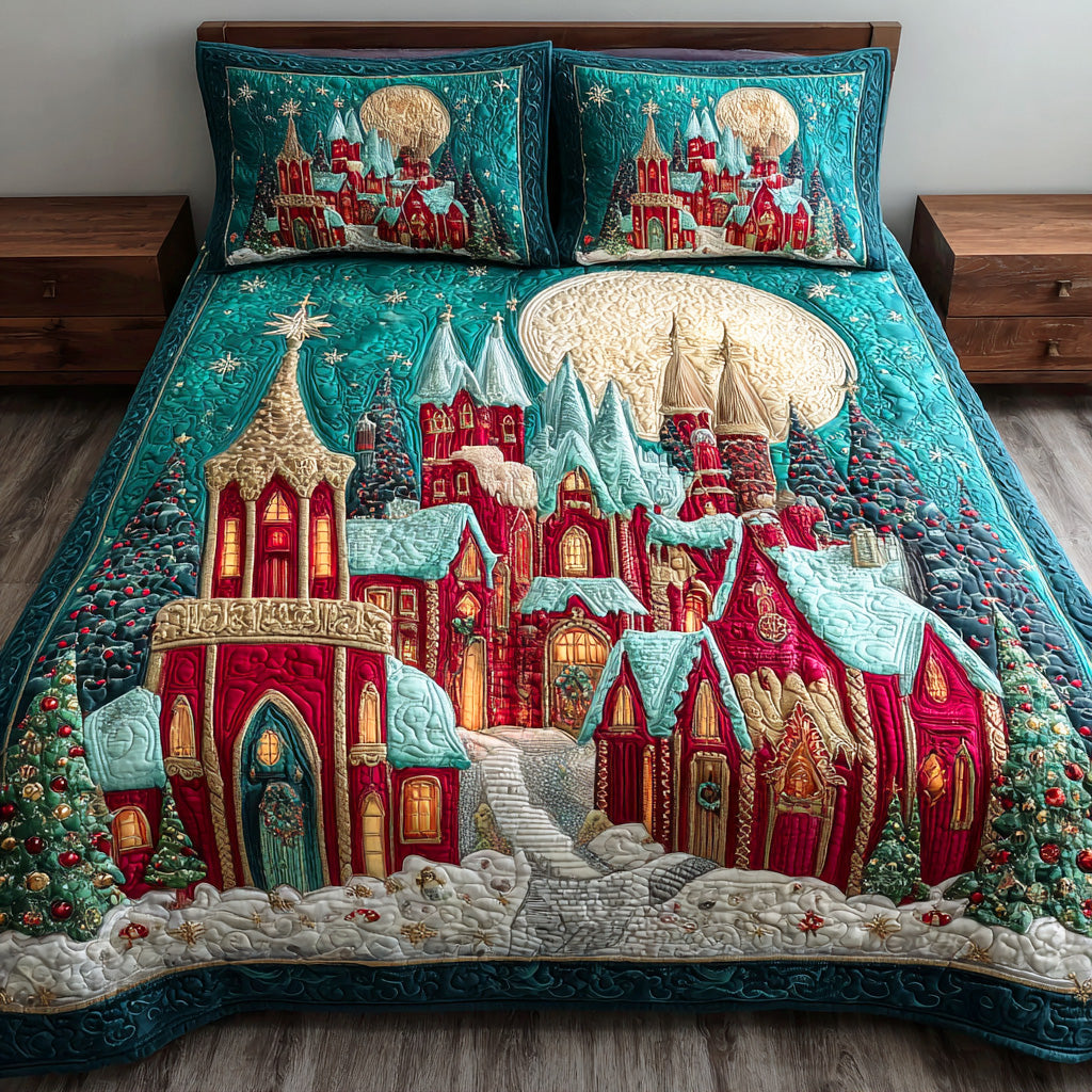 Snowveil Garden 3-Piece Quilted Bedding Set - Single (59" x 70")