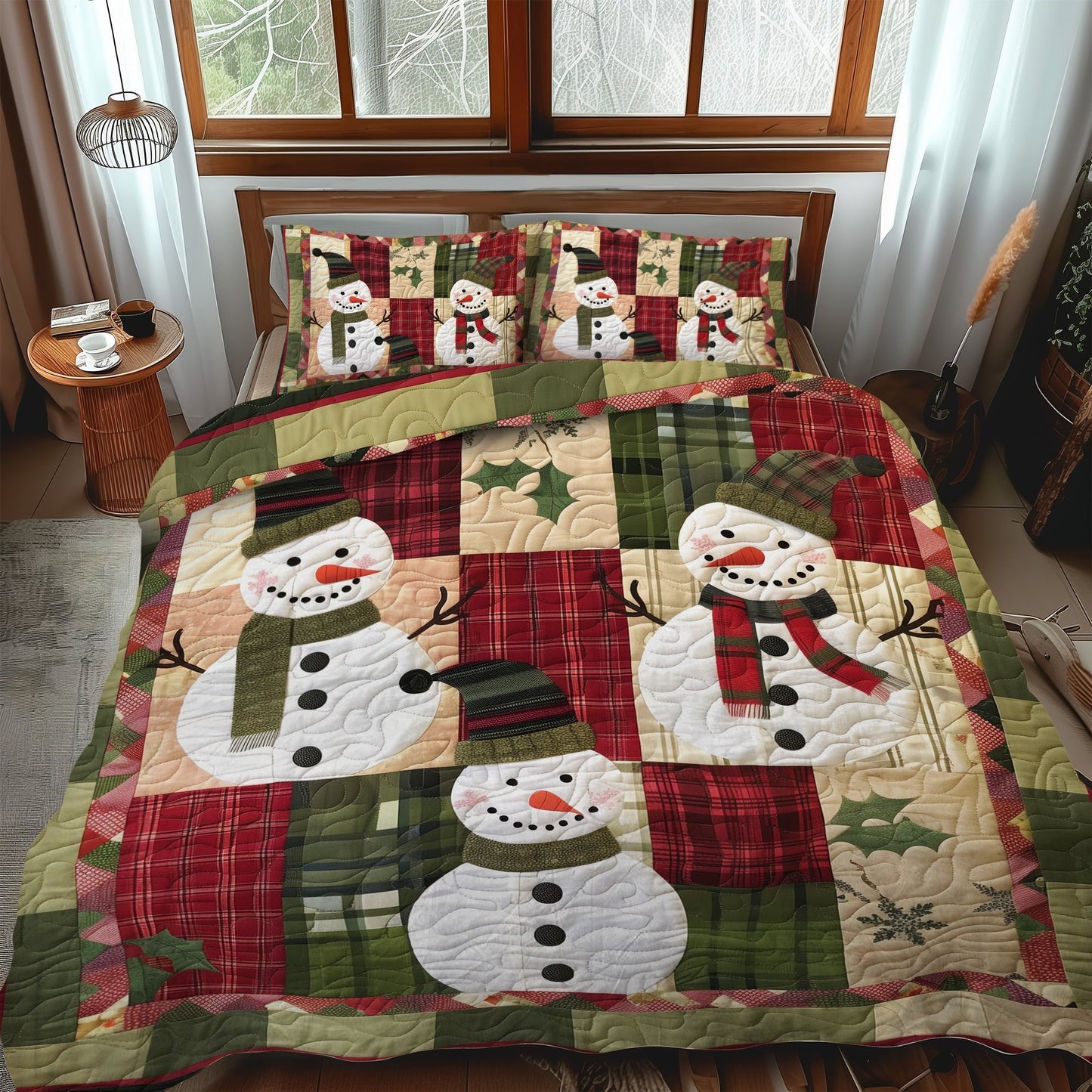 Snowy Delight 3-Piece Quilted Bedding Set - Single (59" x 70")