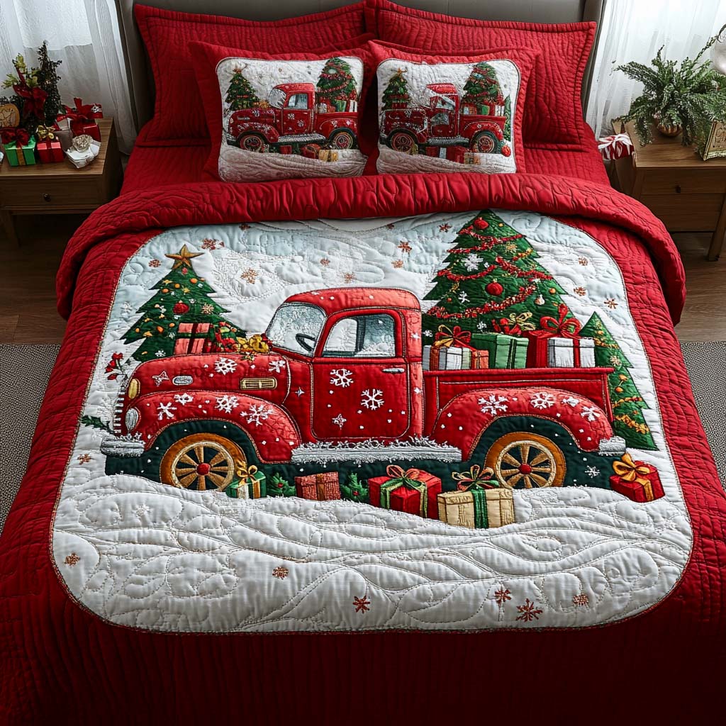Snowy Journey 3-Piece Quilted Bedding Set - Single (59" x 70")