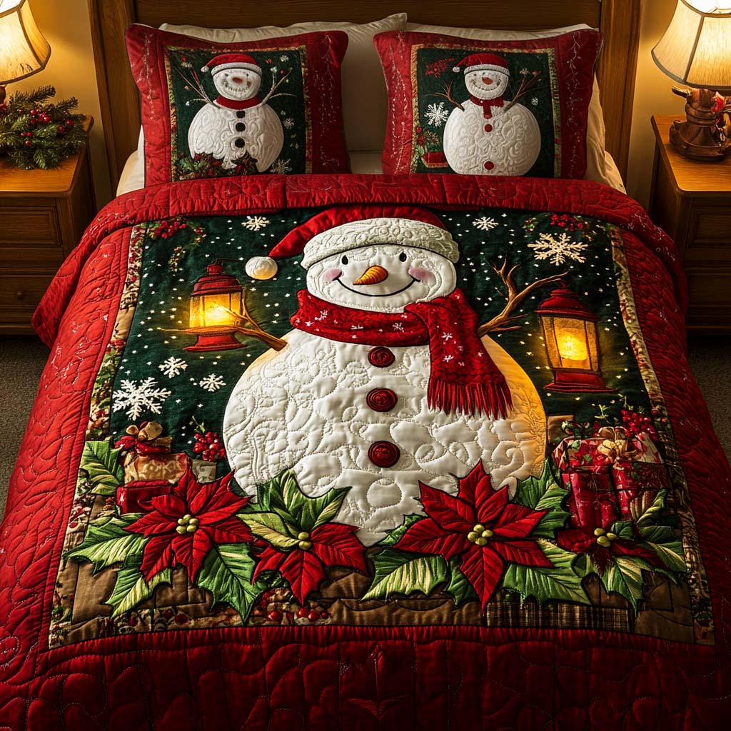 Snowy Joy 3-Piece Quilted Bedding Set - Single (59" x 70")